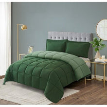 Load image into Gallery viewer, King/Cal King Traditional Microfiber Reversible 3 Piece Comforter Set in Green