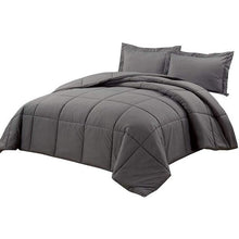 Load image into Gallery viewer, King Size Reversible Microfiber Down Alternative Comforter Set in Grey