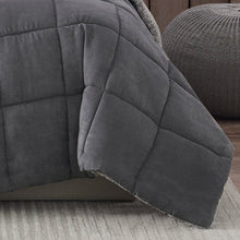 Load image into Gallery viewer, King Plush Sherpa Reversible Micro Suede Comforter Set in Gray