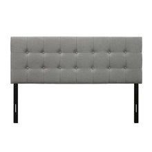 Load image into Gallery viewer, King size Mid-Century Style Button-Tufted Headboard in Grey Upholstered Fabric