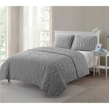 Load image into Gallery viewer, King Coastal Beach Embossed Starfish Seashell Seahorse Grey 3-Piece Quilt Set