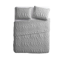 Load image into Gallery viewer, King Coastal Beach Embossed Starfish Seashell Seahorse Grey 3-Piece Quilt Set