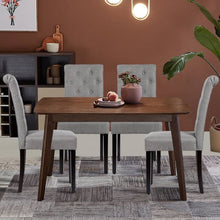 Load image into Gallery viewer, Set of 2 Grey Linen Button Tufted Dining Chair with Wood Legs
