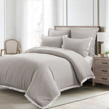 Load image into Gallery viewer, King French Country Grey 5-Piece Lightweight Comforter Set with Lace Trim