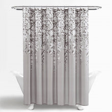Load image into Gallery viewer, 72-inch Grey White Floral Vines and Flowers Shower Curtain
