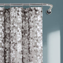 Load image into Gallery viewer, 72-inch Grey White Floral Vines and Flowers Shower Curtain