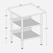 Load image into Gallery viewer, Modern Industrial Side Table Nightstand in Black Metal with Grey Beige Wood Top