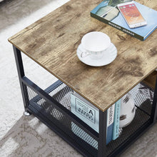 Load image into Gallery viewer, Modern Industrial Metal Grey Wood Coffee Table with Bottom Storage Shelves