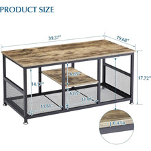 Load image into Gallery viewer, Modern Industrial Metal Grey Wood Coffee Table with Bottom Storage Shelves