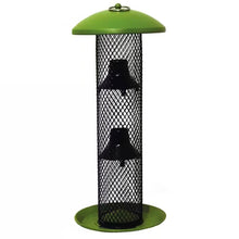 Load image into Gallery viewer, Outdoor Metal Mesh Tube Hanging Bird Feeder with Green Top and Perch