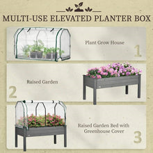 Load image into Gallery viewer, Grey Wood Elevated Raised Garden Bed Planter with Greenhouse Cover