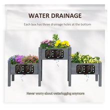 Load image into Gallery viewer, 3 Grey Wood Elevated Planter Set Vegetable Herb Flowers Raised Garden Beds