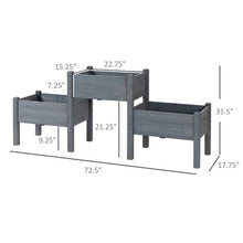 Load image into Gallery viewer, 3 Grey Wood Elevated Planter Set Vegetable Herb Flowers Raised Garden Beds
