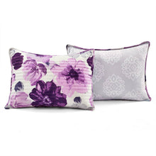 Load image into Gallery viewer, King size Purple Grey Flowers Lightweight Polyester Microfiber Quilt Set