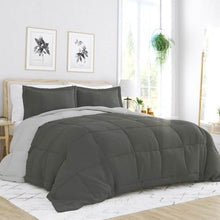 Load image into Gallery viewer, Full/Queen 3-Piece Microfiber Reversible Comforter Set in Grey / Light Grey