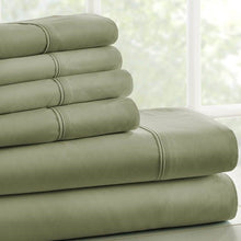 Load image into Gallery viewer, Queen Size Sage 6 PCS Soft Wrinkle Resistant Microfiber Polyester Sheet Set