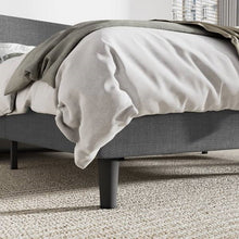 Load image into Gallery viewer, Queen Size Grey Linen Blend Upholstered Platform Bed with Wingback Headboard