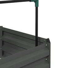 Load image into Gallery viewer, Grey Galvanized Open Bottom Raised Garden Bed Planter with Tomato Cage Trellis
