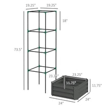 Load image into Gallery viewer, Grey Galvanized Open Bottom Raised Garden Bed Planter with Tomato Cage Trellis