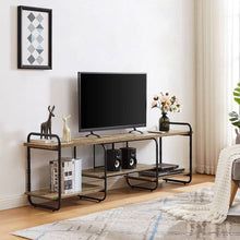 Load image into Gallery viewer, Modern Grey Wood Black Metal Entertainment Center TV Stand for TV up to 75-inch