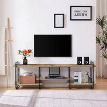 Load image into Gallery viewer, Modern Grey Wood Black Metal Entertainment Center TV Stand for TV up to 75-inch