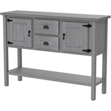 Load image into Gallery viewer, Solid Wood Farmhouse Sofa Table Sideboard Cabinet with Storage Drawers in Grey