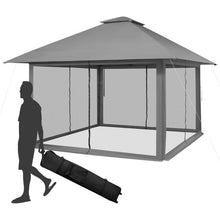 Load image into Gallery viewer, Grey 13 x 13 Ft Pop-Up Gazebo Outdoor Canopy w/ Mesh Mosquito Netting Sidewalls