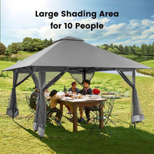 Load image into Gallery viewer, Grey 13 x 13 Ft Pop-Up Gazebo Outdoor Canopy w/ Mesh Mosquito Netting Sidewalls