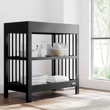 Load image into Gallery viewer, Modern Changing Table in Black Wood Finish with Safety Rail and Changing Pad