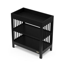 Load image into Gallery viewer, Modern Changing Table in Black Wood Finish with Safety Rail and Changing Pad