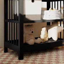 Load image into Gallery viewer, Modern Changing Table in Black Wood Finish with Safety Rail and Changing Pad