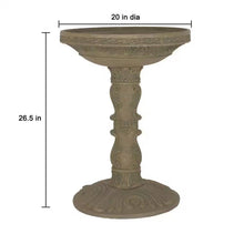 Load image into Gallery viewer, Outdoor Fiberglass Bird Bath in Aged Granite Stone Finish