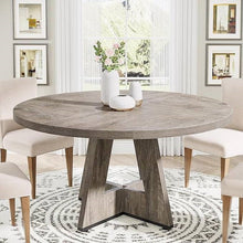 Load image into Gallery viewer, Modern Kitchen 4-Person Circular Dining Table in Grey Wood Finish