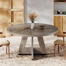Load image into Gallery viewer, Modern Kitchen 4-Person Circular Dining Table in Grey Wood Finish