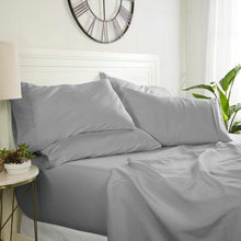 Load image into Gallery viewer, Twin XL size 4 Piece Grey Wrinkle Resistant Microfiber Polyester Sheet Set