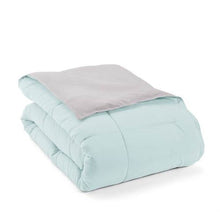 Load image into Gallery viewer, Full/Queen size 3-Piece Microfiber Reversible Comforter Set Aqua Blue and Grey