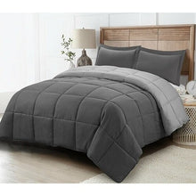 Load image into Gallery viewer, Twin/Twin XL Traditional Microfiber Reversible 3 Piece Comforter Set in Grey