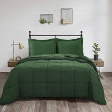 Load image into Gallery viewer, Twin Size Green 3 Piece Microfiber Reversible Comforter Set