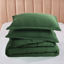 Load image into Gallery viewer, Twin Size Green 3 Piece Microfiber Reversible Comforter Set