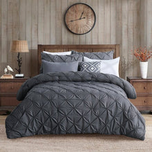 Load image into Gallery viewer, Twin Size All Season Pleated Hypoallergenic Microfiber Reversible 2 Piece Comforter Set in Gray