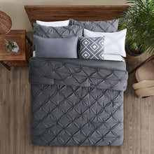Load image into Gallery viewer, Twin Size All Season Pleated Hypoallergenic Microfiber Reversible 2 Piece Comforter Set in Gray