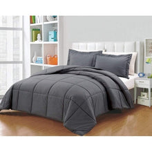 Load image into Gallery viewer, Twin Size Reversible Microfiber Down Alternative Comforter Set in Grey