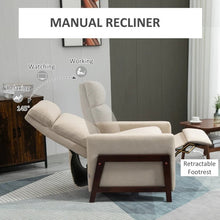 Load image into Gallery viewer, Modern Upholstered Manual Reclining Sofa Chair w/ Armrest and Footrest Grey