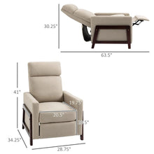 Load image into Gallery viewer, Modern Upholstered Manual Reclining Sofa Chair w/ Armrest and Footrest Grey
