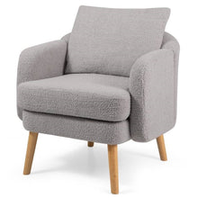Load image into Gallery viewer, Modern Grey Sherpa Fabric Upholstered Accent Chair with Wooden Legs