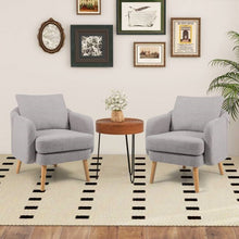 Load image into Gallery viewer, Modern Grey Sherpa Fabric Upholstered Accent Chair with Wooden Legs