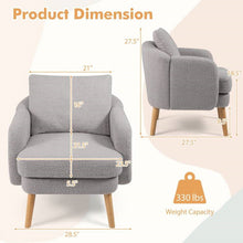 Load image into Gallery viewer, Modern Grey Sherpa Fabric Upholstered Accent Chair with Wooden Legs