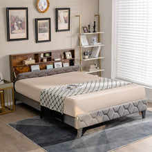 Load image into Gallery viewer, Full Size Velvet Upholstered Open/Close Storage Headboard Platform Bed