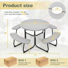 Load image into Gallery viewer, Grey All Weather 8 Seater Picnic Table Umbrella Hole