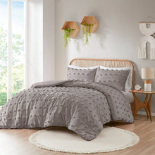 Load image into Gallery viewer, Full/Queen 3-Piece Grey Microfiber Comforter Set with Decorative Pompoms